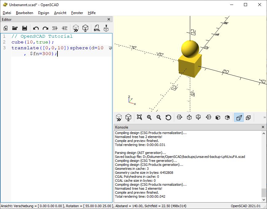 3D Konstruktion mit OpenSCAD – Einführung OpenSCAD_018