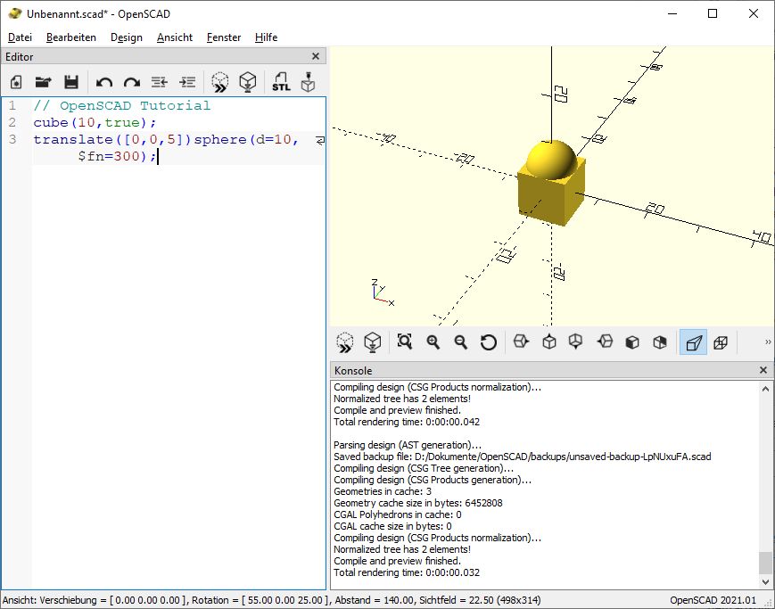 3D Konstruktion mit OpenSCAD – Einführung OpenSCAD_019