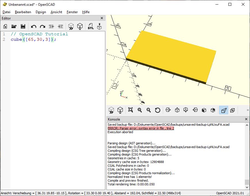 3D Konstruktion mit OpenSCAD – Einführung OpenSCAD_023