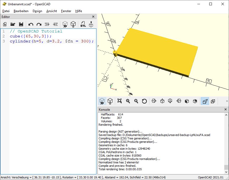 3D Konstruktion mit OpenSCAD – Einführung OpenSCAD_024