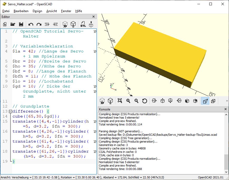 3D Konstruktion mit OpenSCAD – Einführung OpenSCAD_031