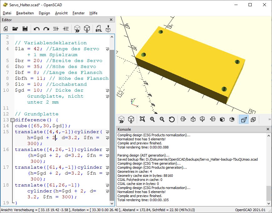 3D Konstruktion mit OpenSCAD – Einführung OpenSCAD_032