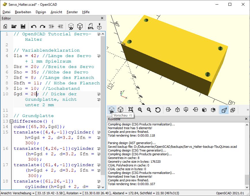 3D Konstruktion mit OpenSCAD – Einführung OpenSCAD_033