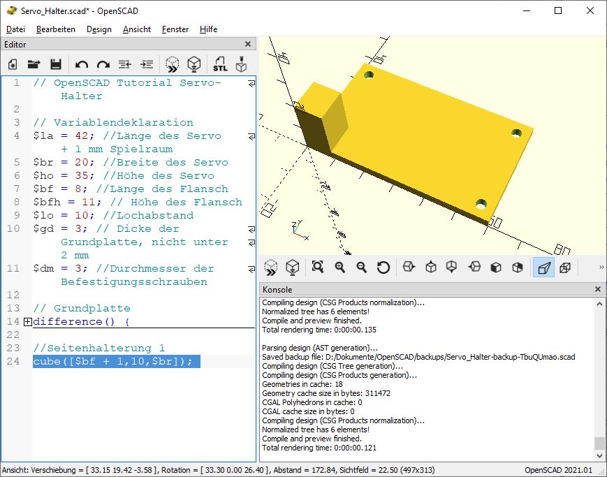 3D Konstruktion mit OpenSCAD – Einführung OpenSCAD_039