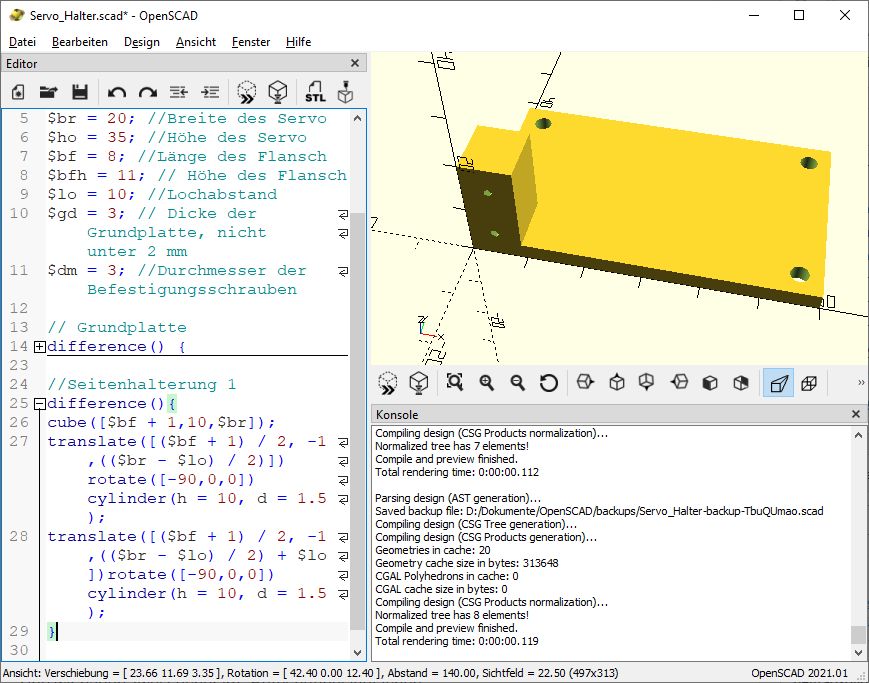 3D Konstruktion mit OpenSCAD – Einführung OpenSCAD_040