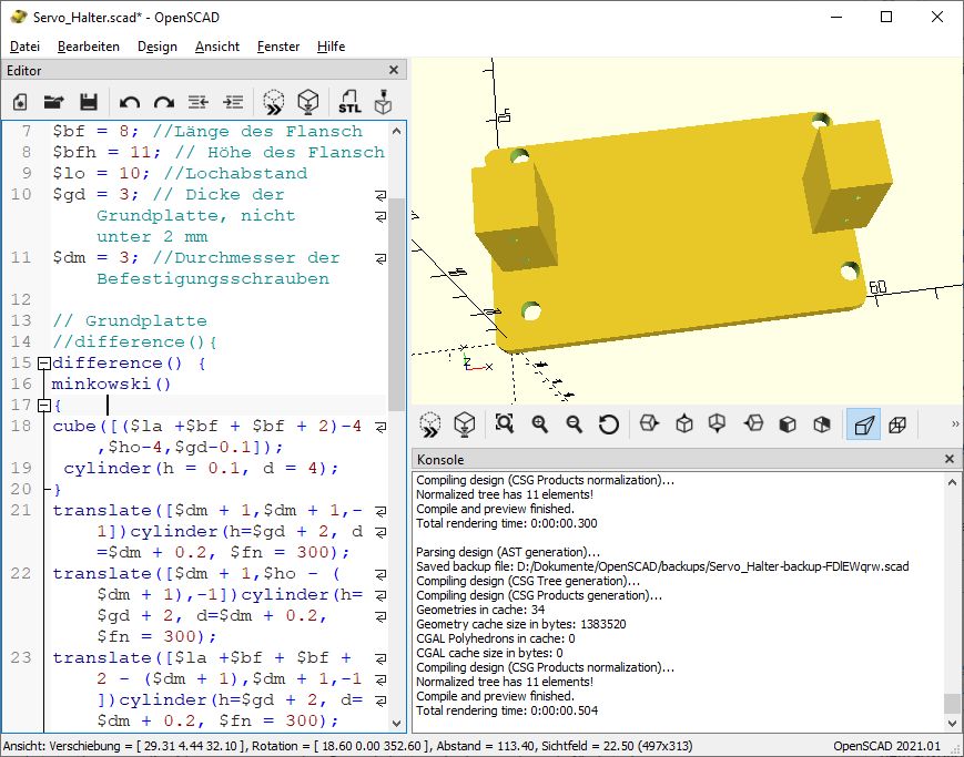 3D Konstruktion mit OpenSCAD – Einführung OpenSCAD_045
